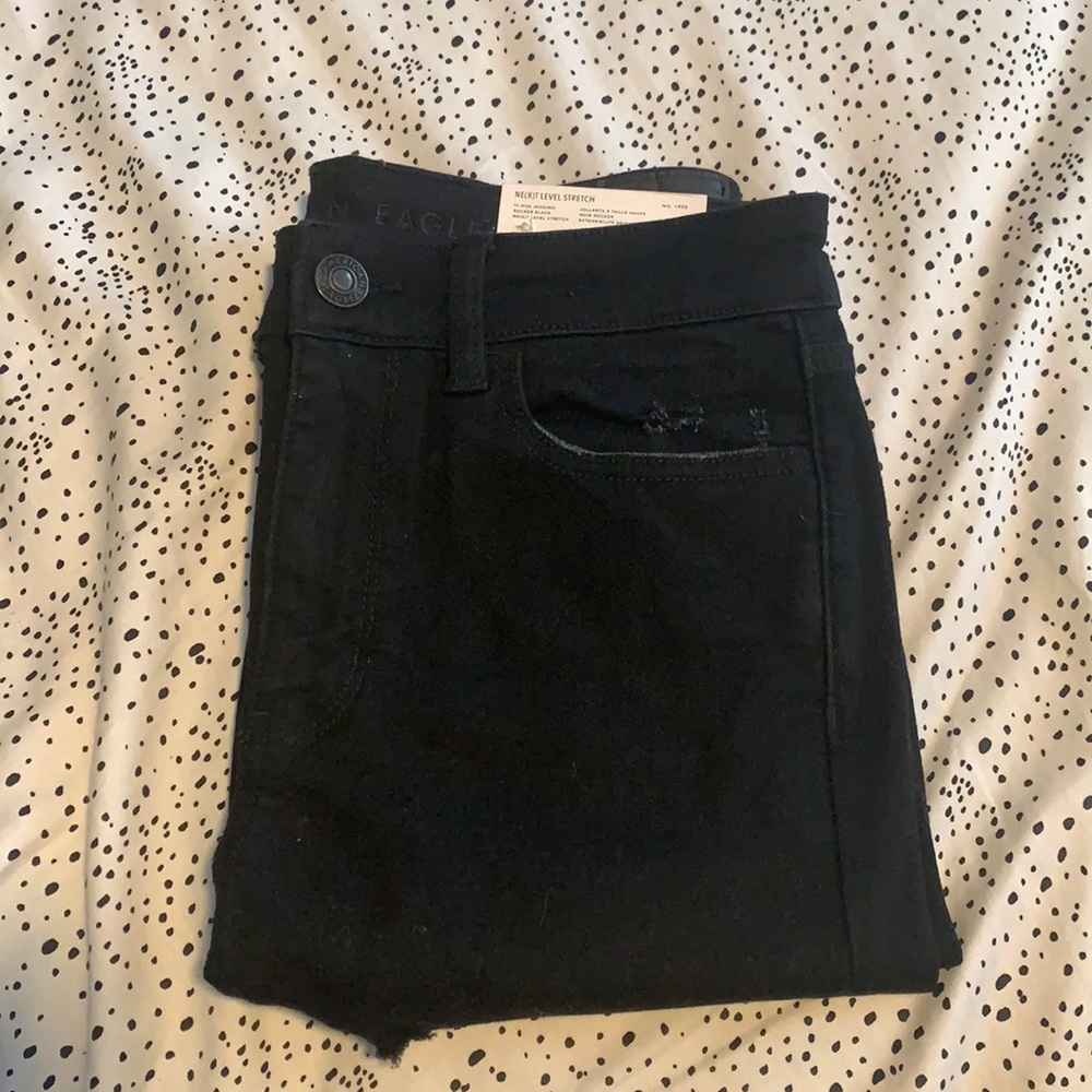 American Eagle Outfitters Black Distressed Hi-Rise Jeggings